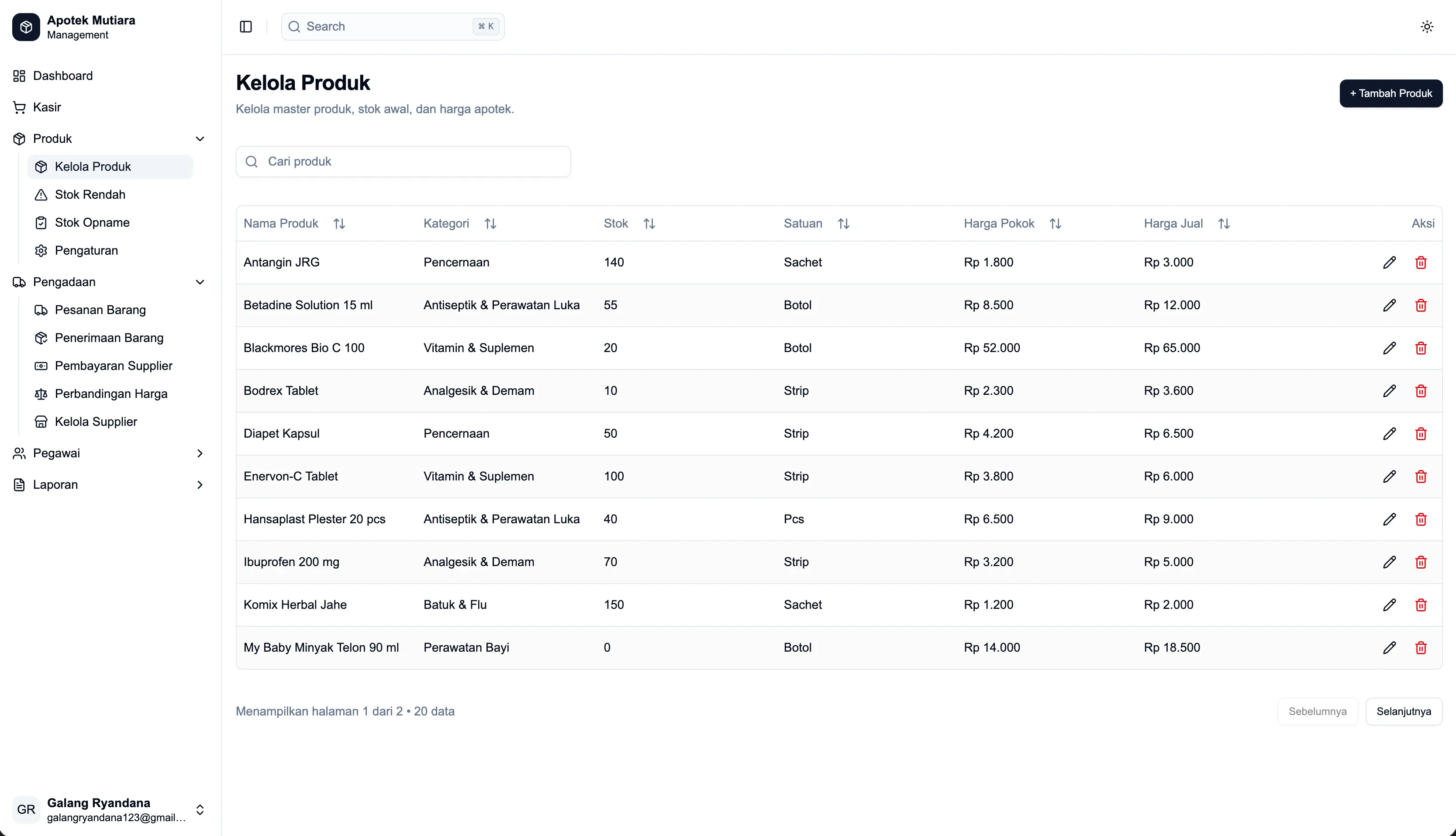 Apotek POS sales analytics screenshot
