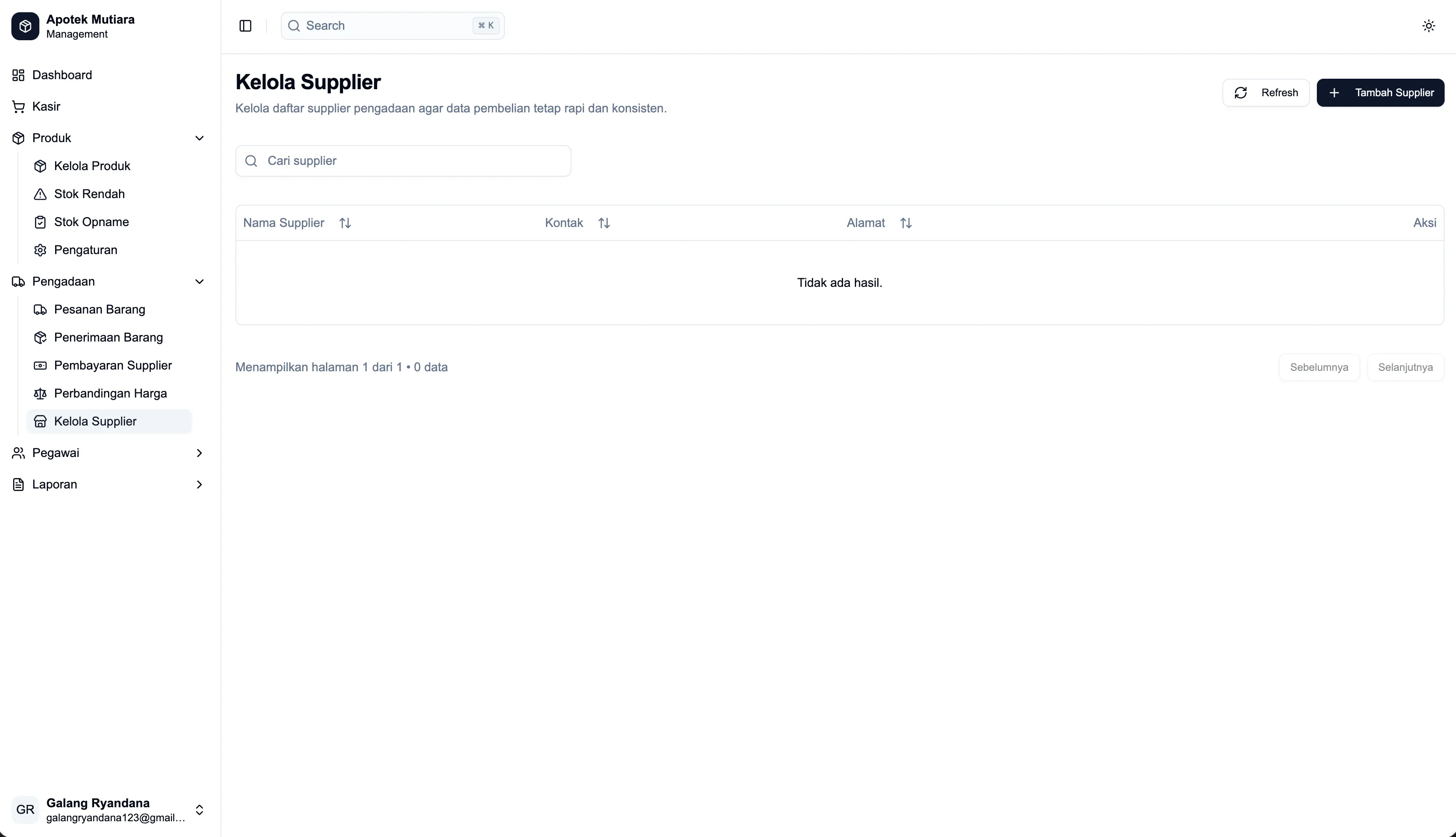 Apotek POS kelola supplier screenshot