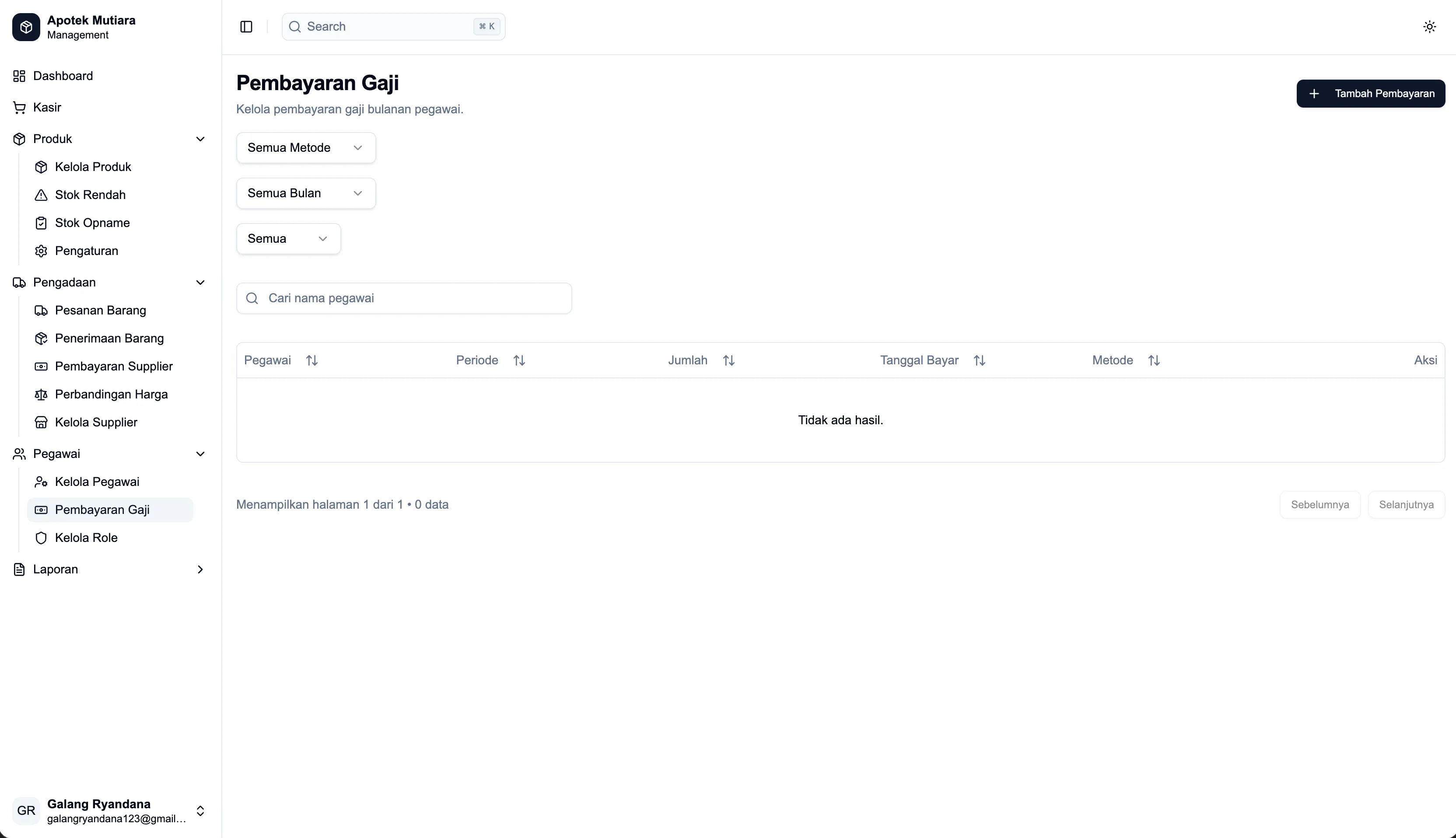 Apotek POS pembayaran gaji screenshot