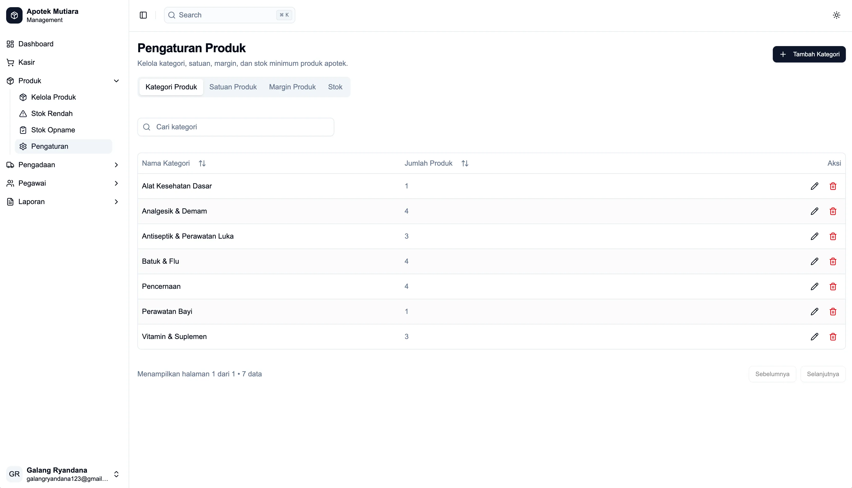 Apotek POS pengaturan produk screenshot