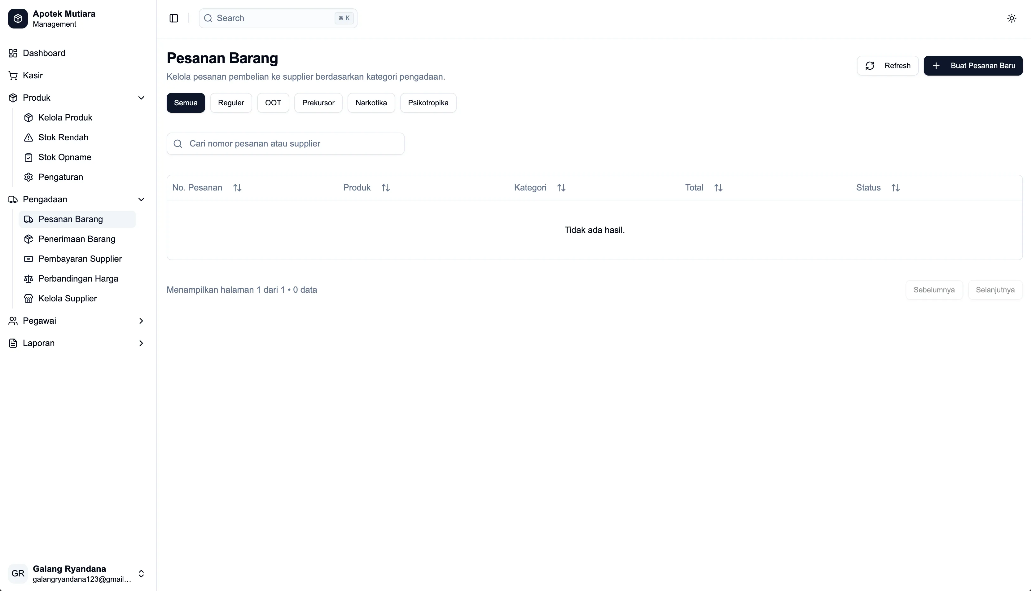 Apotek POS pesanan barang screenshot